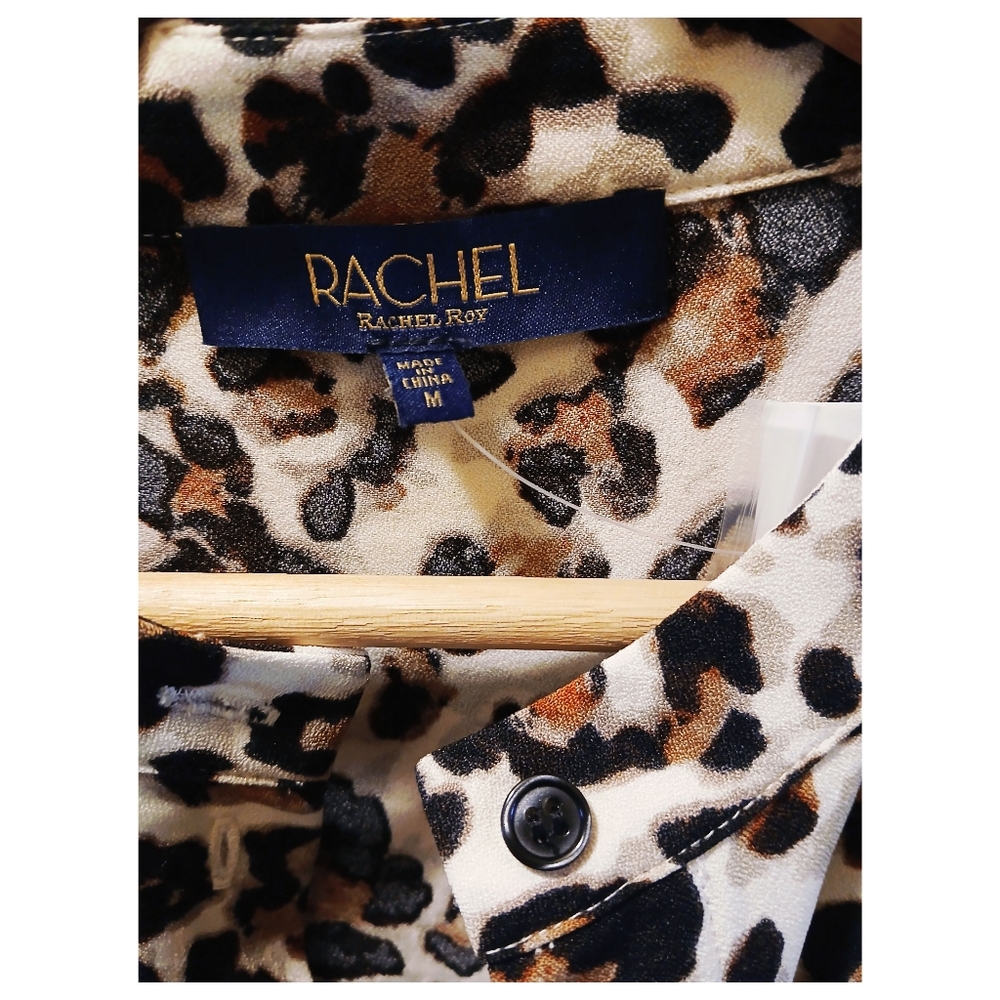 Rachel by Rachel Roy Leopard / Animal Print Crop Long Sleeve Blouse - Picture 6 of 7